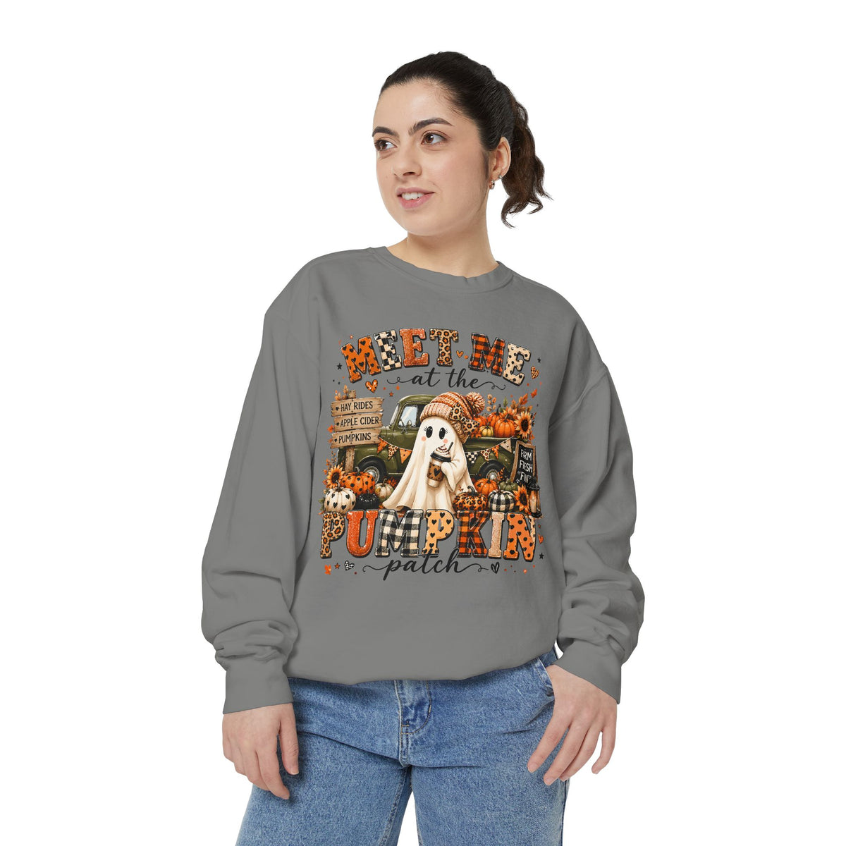 Pumpkin Patch Ghost Sweatshirt — Meet Me at the Pumpkin Patch Fall Crewneck