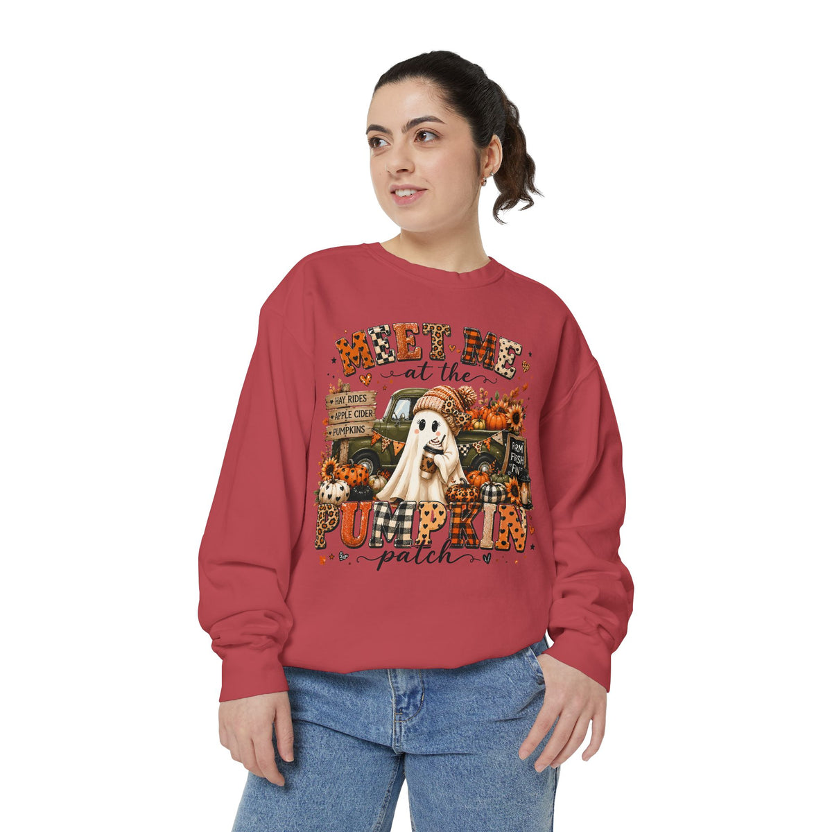 Pumpkin Patch Ghost Sweatshirt — Meet Me at the Pumpkin Patch Fall Crewneck