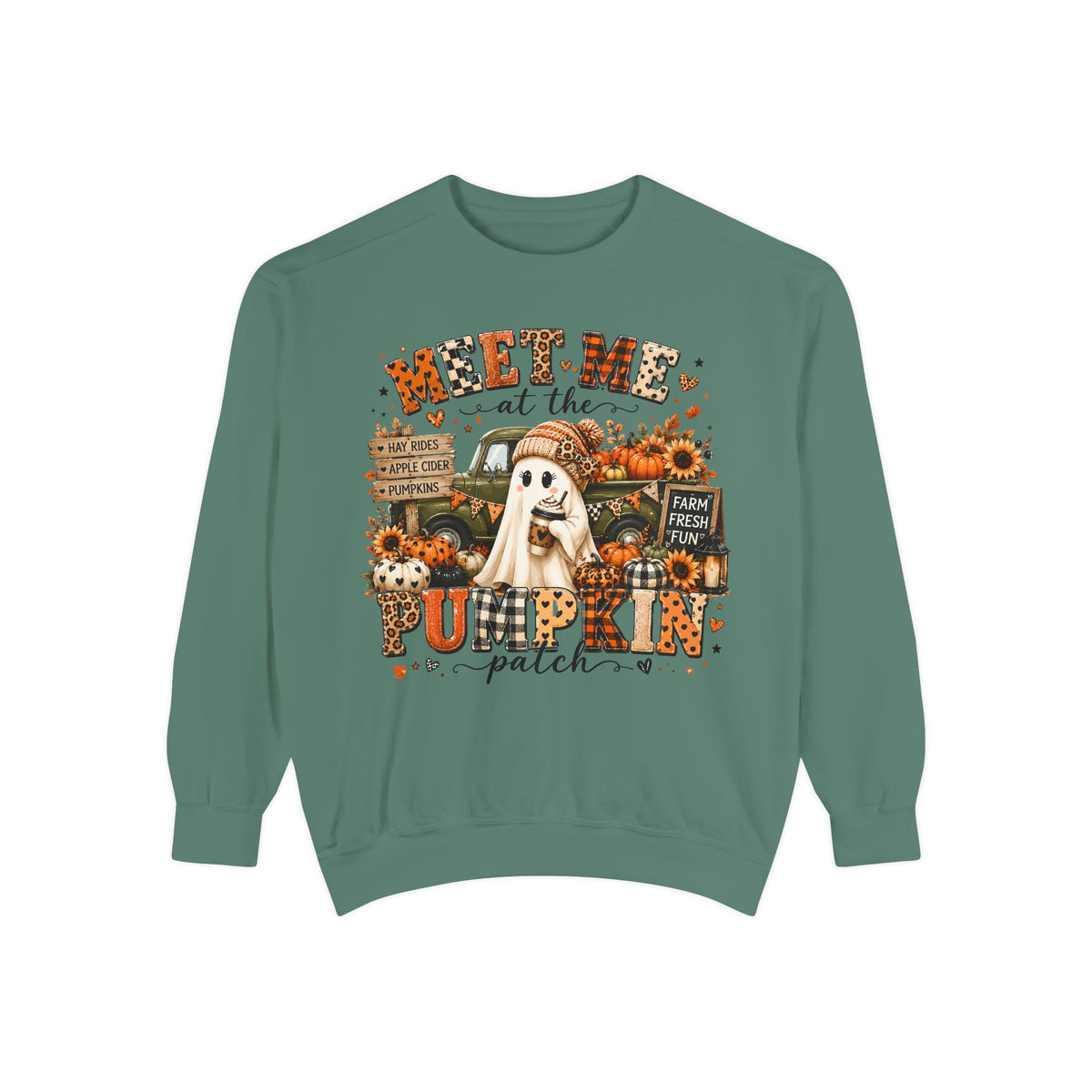 Pumpkin Patch Ghost Sweatshirt — Meet Me at the Pumpkin Patch Fall Crewneck