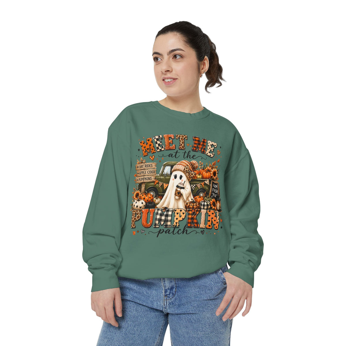 Pumpkin Patch Ghost Sweatshirt — Meet Me at the Pumpkin Patch Fall Crewneck