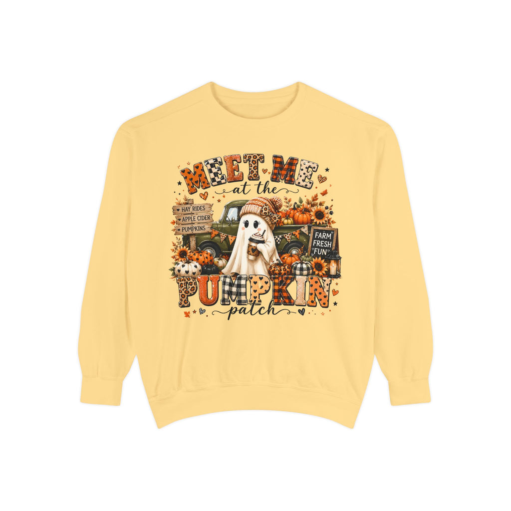 Pumpkin Patch Ghost Sweatshirt — Meet Me at the Pumpkin Patch Fall Crewneck