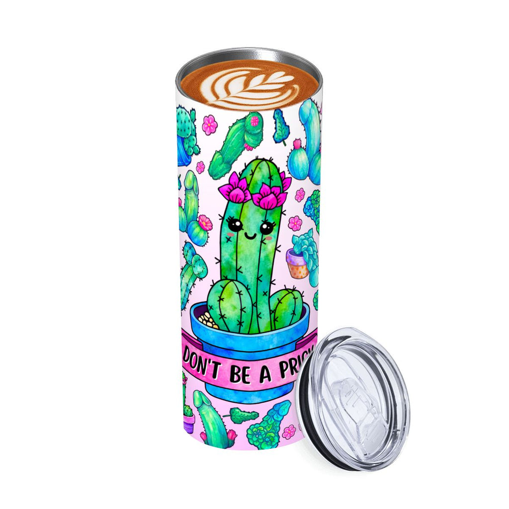 20oz Straight Stainless Steel Tumbler with Straw CactusPrick220oz