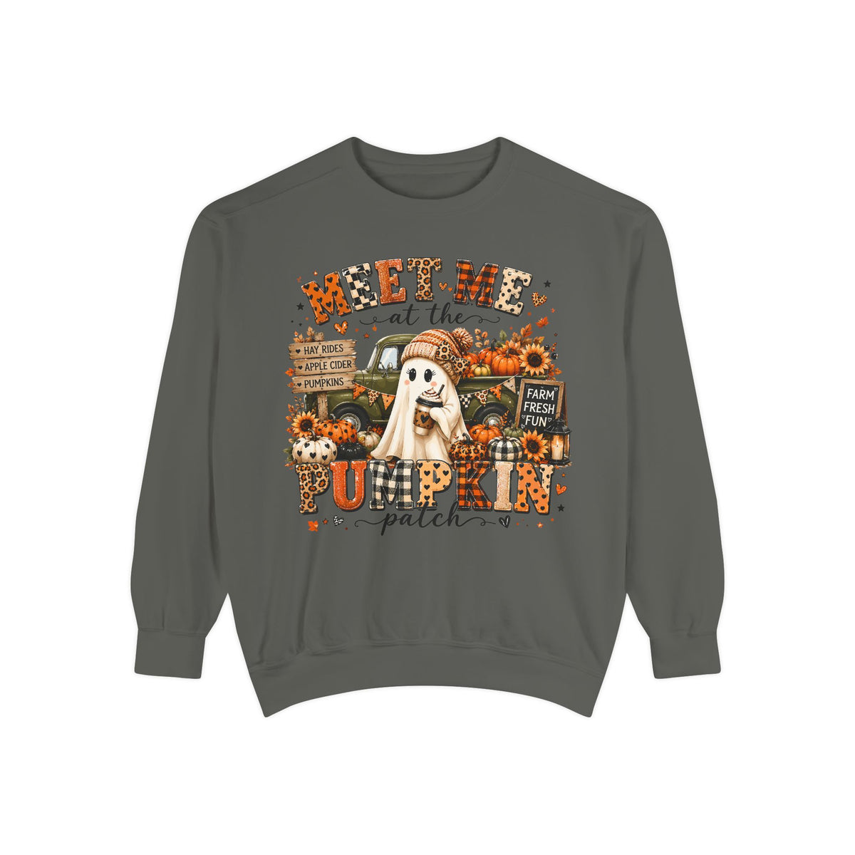 Pumpkin Patch Ghost Sweatshirt — Meet Me at the Pumpkin Patch Fall Crewneck