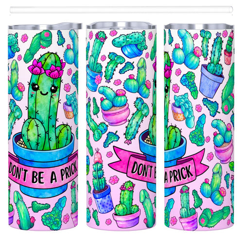 20oz Straight Stainless Steel Tumbler with Straw CactusPrick220oz