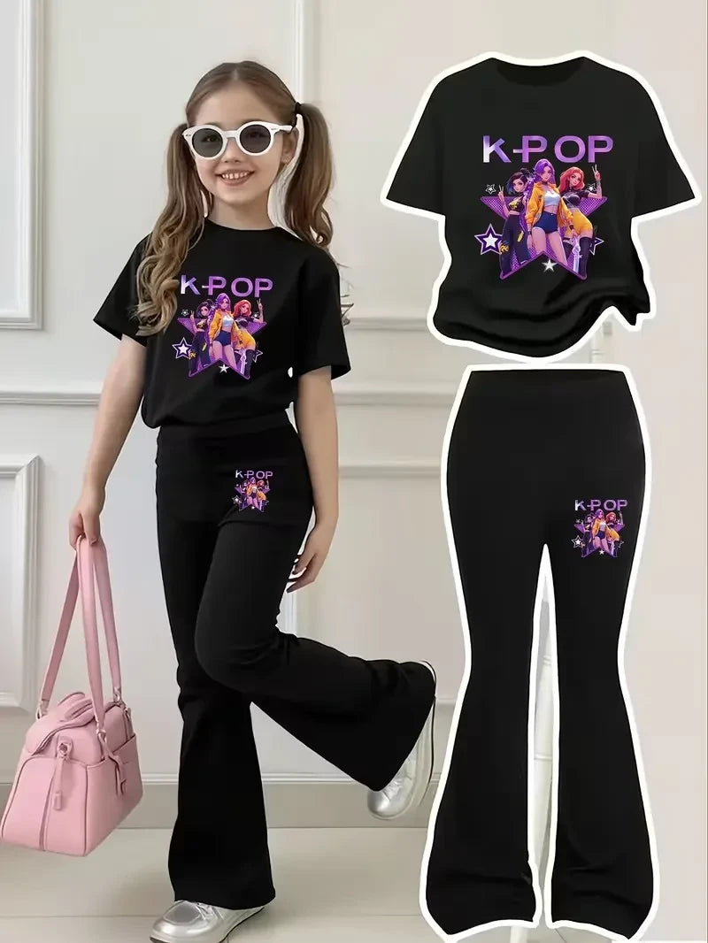Kids K-Pop Graphic Outfit Set