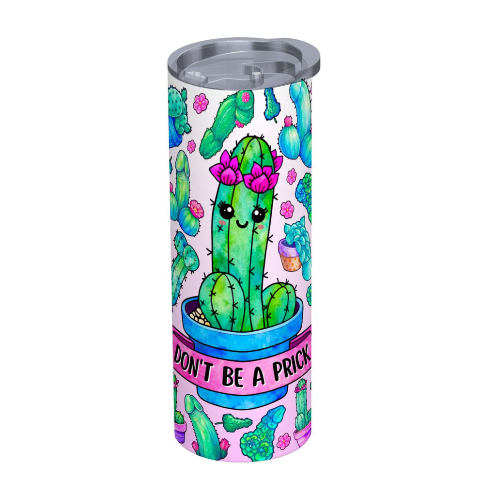 20oz Straight Stainless Steel Tumbler with Straw CactusPrick220oz