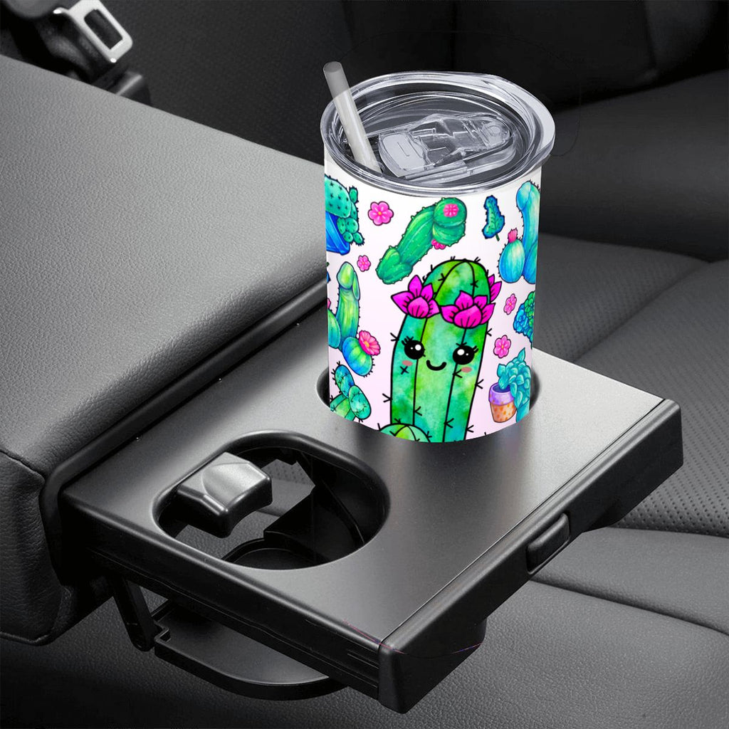 20oz Straight Stainless Steel Tumbler with Straw CactusPrick220oz